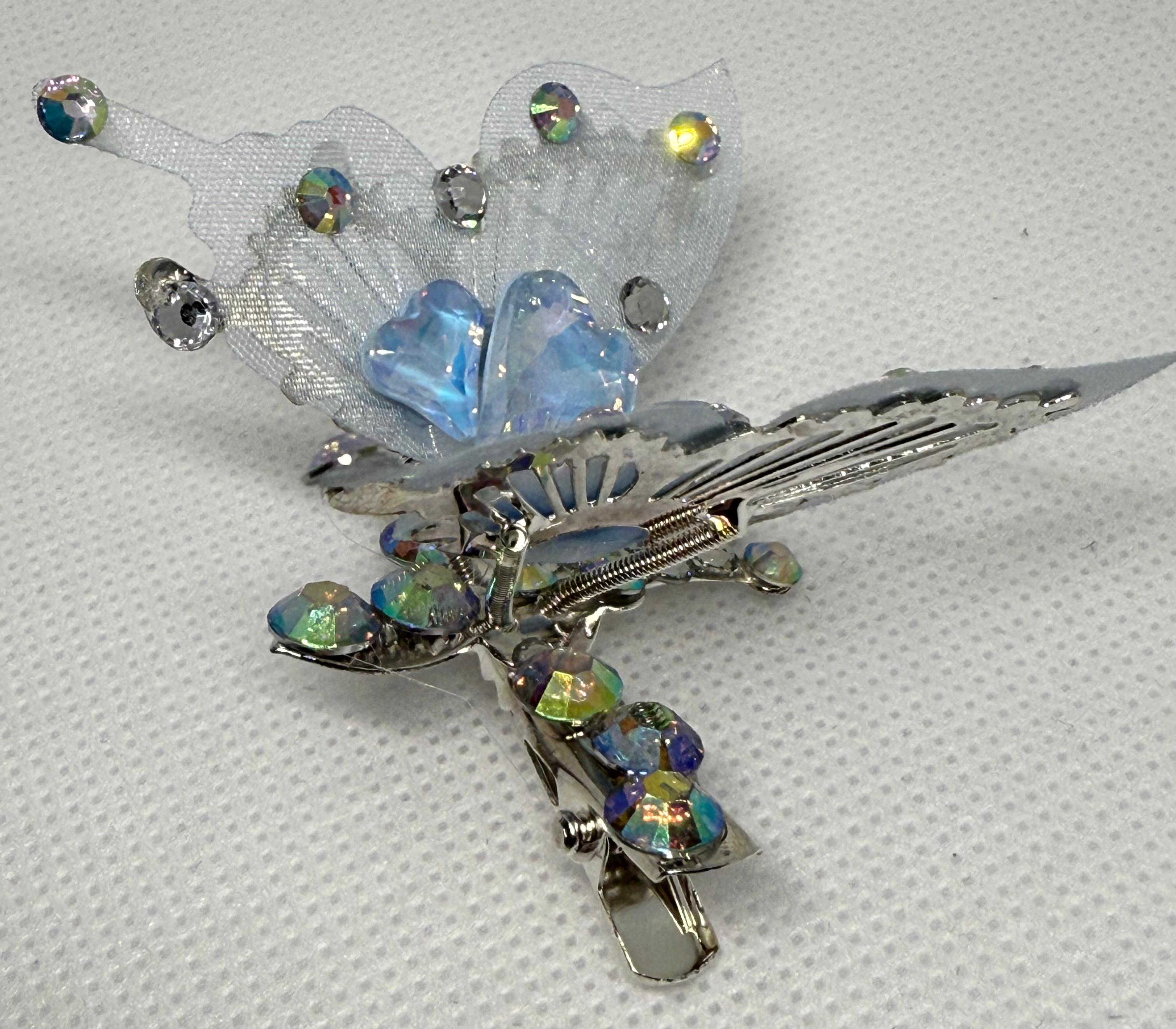 Single Rhinestone Butterfly Clip