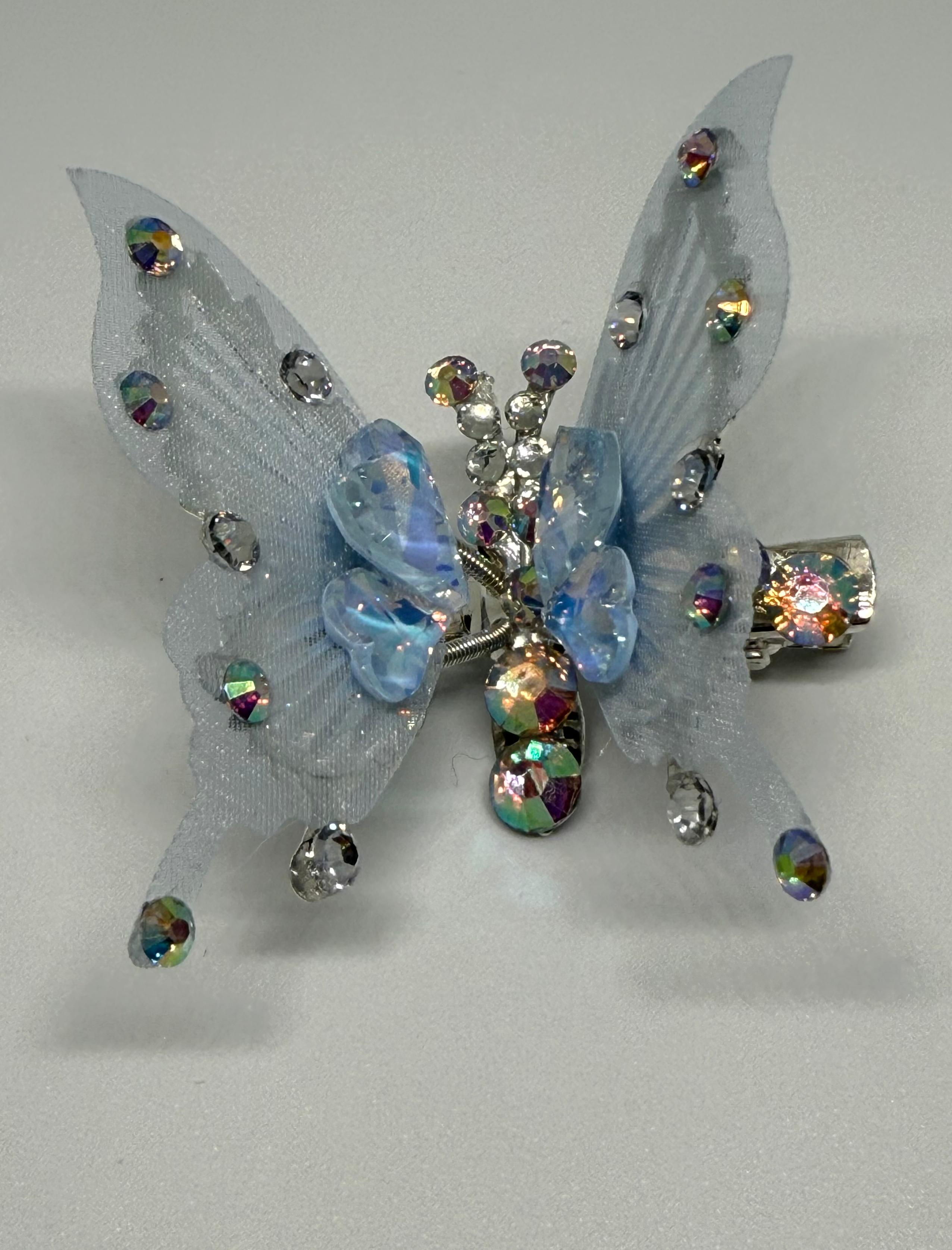 Single Rhinestone Butterfly Clip
