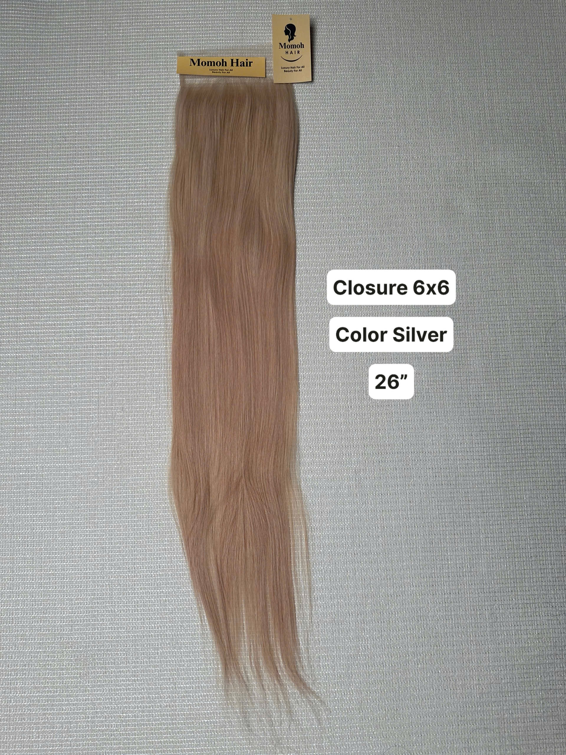 Raw Straight Closure 6x6 Silver
